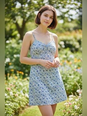 🫶🏻 Jalate Navy Floral Sundress with Spaghetti Straps Juniors 9